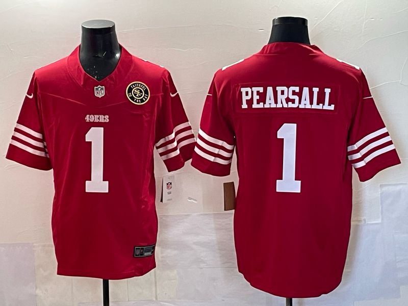 Men 2025 San Francisco 49ers #1 Pearsall red 3th generation Nike Limited NFL Jersey style  003